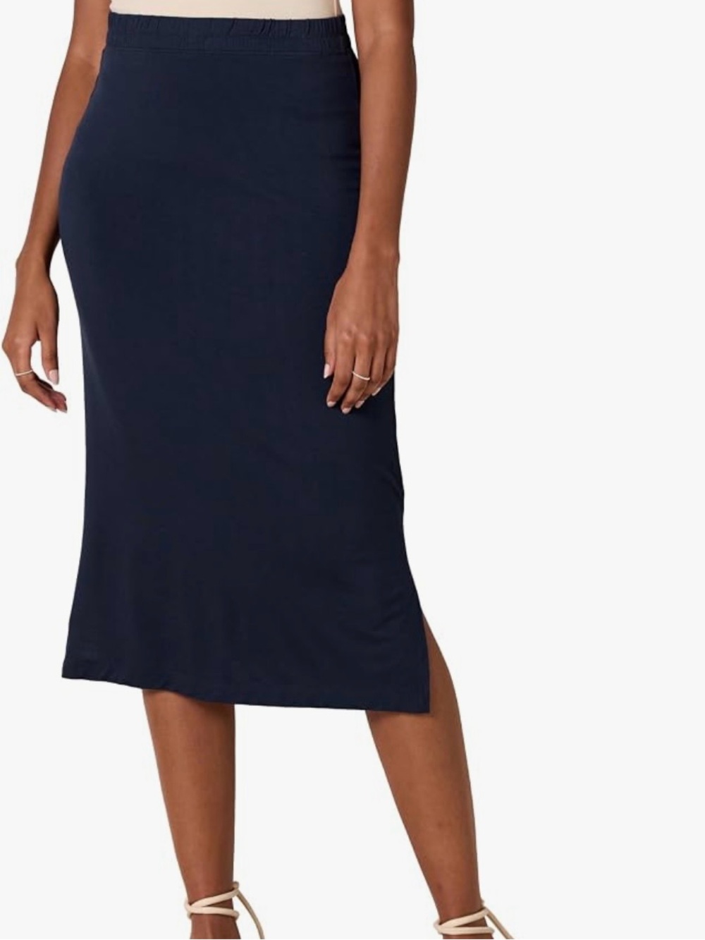 Amazon Essentials Navy Midi Skirt with Side Slit